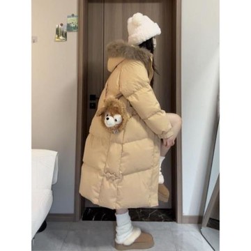 大毛領羽絨中長款棉服女2025冬季新款加厚棉衣小個子過膝棉襖外套