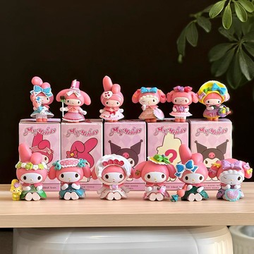 E哥❤現貨6款Q版美樂蒂二代茶話會盲盒可愛庫洛米手辦公仔桌面小擺件玩具預售
