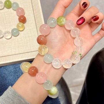 【莫奈花園】白幽靈x藍螢石x檸檬黃水晶x太陽石x粉水晶x岫玉