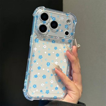 台灣現貨隔日達🌸 滿屏小藍花適用iphone18创意 17 pro max手機殼16韓系15可愛14簡約13防摔殼