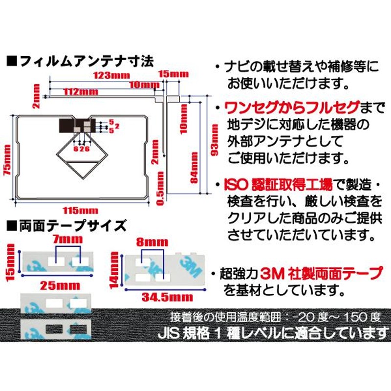 フィルムアンテナ GPS一体型アンテナ 4枚 地デジ トヨタ 用 両面テープ 3M 強力 4枚 NSZTW60 ナビ 載せ替え 高感度 受信 左右 |  LINEショッピング