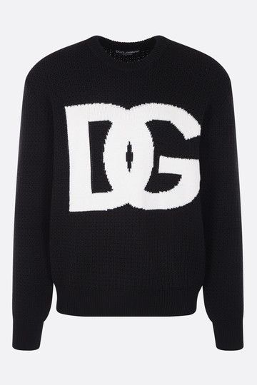 DOLCE & GABBANA logo intarsia wool oversized pullover Man