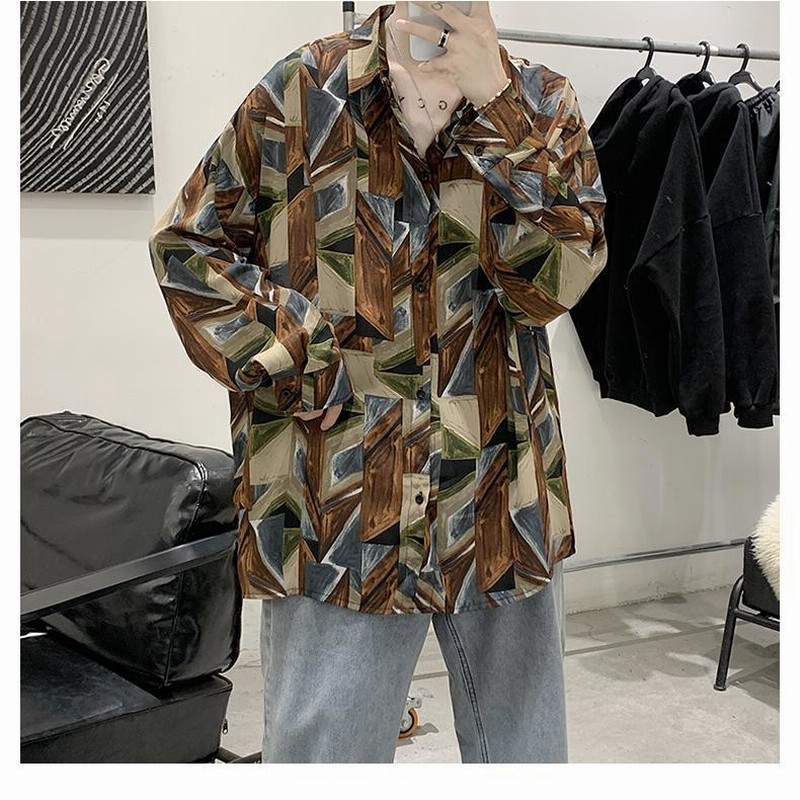 最大61％オフ！ メンズ 柄シャツ レトロ XXL オーバーサイズ