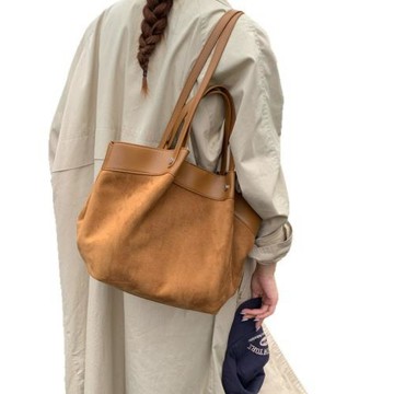 休閑大容量麂皮絨包包女式2025新款秋季復古百搭單肩包通勤托特包