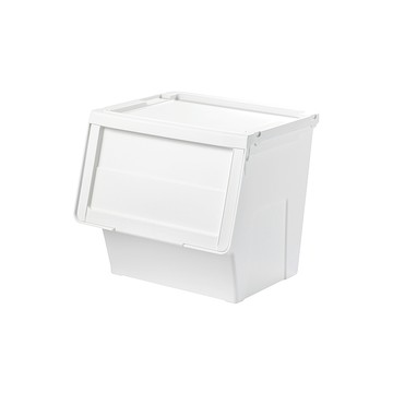 【日本天馬】粉彩河馬口前掀滑蓋收納箱(附造型貼紙)-L-3入-典雅白