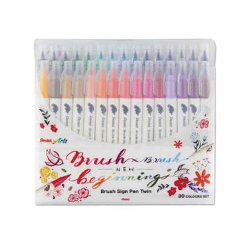 【Pentel 飛龍】雙頭柔繪筆30色套裝 /盒 SESW30C-30