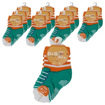 D&G KIDS 仿鞋造型寶寶襪 D377  8~12cm  綠色  12雙