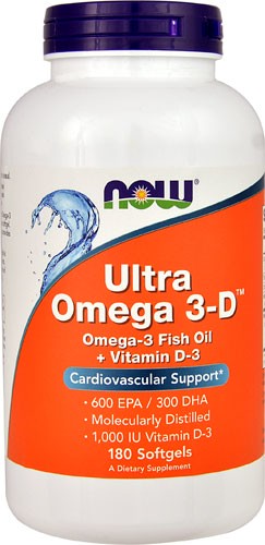 NOW Ultra Omega 3-D 180 Fish Softgels