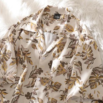 日系復古vintage碎花短袖襯衫女夏季寬松休閑百搭情侶半袖花襯衣