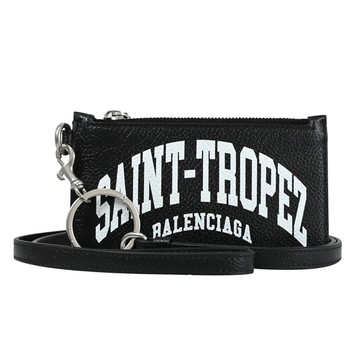 BALENCIAGA 巴黎世家 594548 Saint-Tropez印花頸掛證件零錢包.黑