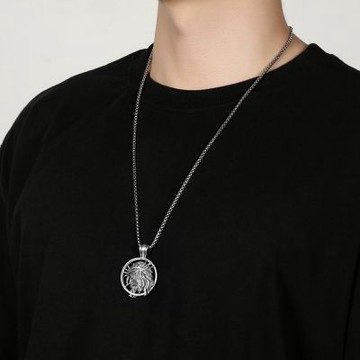 MoonDy 項鍊男 配飾 耶穌吊牌 飾品 朋克風 嘻哈 吊墜項鍊 圓牌 635