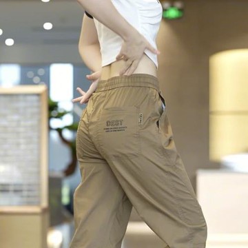 K09休閑褲男春季新款運動寬松彈力工裝束腳百搭痞帥男士褲子男