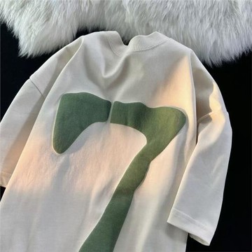 特大碼300斤簡約韓版夏季新款數字7印花短袖t恤男純棉體恤衫ins潮