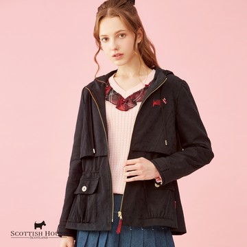 【SCOTTISH HOUSE】經典黑質感都會緹織LOGO風衣外套CHT11662