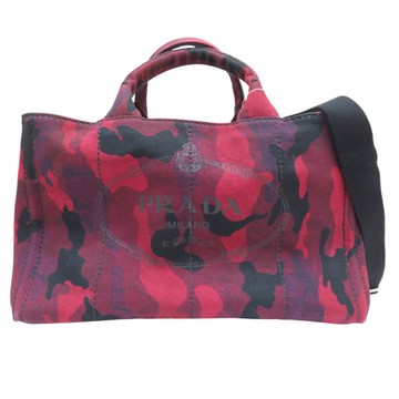 【二手名牌BRAND OFF】PRADA 普拉達 紅色迷彩 帆布 兩用包