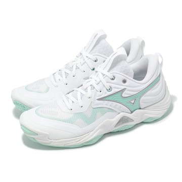 [ACS] Mizuno 排球鞋 Wave Momentum Elite 男鞋 女鞋 白 綠 緩衝 支撐 室內運動 美津濃 V1GC2512-45