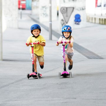 Micro - 瑞士 Maxi Deluxe Foldable LED輪 折疊版兒童滑板車-金屬紅
