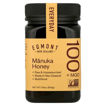 Egmont Honey, 麥盧卡蜂蜜，未加工且未經巴氏除菌，MGO 100+，17.6 盎司（500 克）