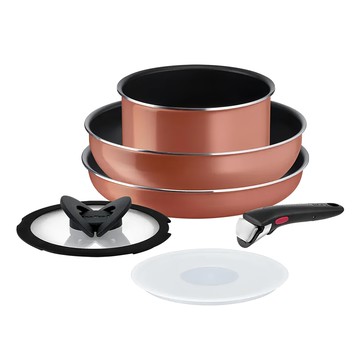 Tefal 特福 巧變精靈系列 鍋具6件組  18 公分湯鍋 + 22 公分平底鍋 + 26 公分平底鍋 + 18公分蝴蝶玻璃鍋蓋 + 18塑膠鍋蓋 + 可拆式手把  魅惑紅  1組