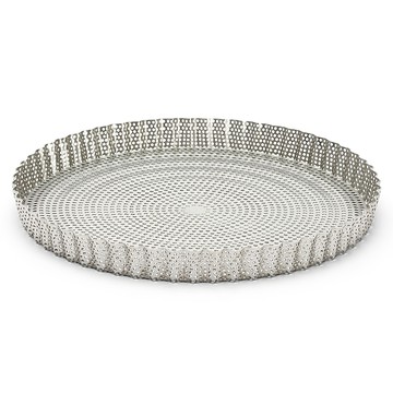 de Buyer 畢耶 PERF BAKING 專業不鏽鋼圓型波浪底部脫模帶孔塔模 含不沾烤紙 3214.28 480g  28 x 2.5cm  1組