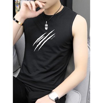 莫代爾背心男潮夏季健身運動冰絲黑色無袖t恤籃球跨欄坎肩男外穿