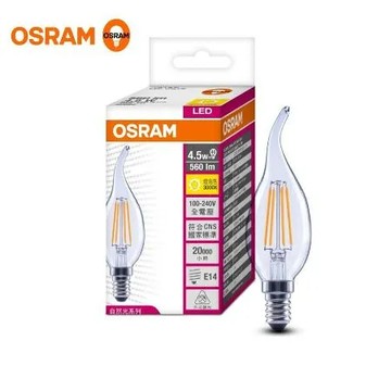 歐司朗 4.5W LED 拉尾型 燈絲燈泡 E14 -- 4入組