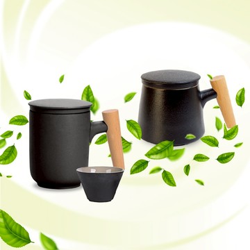 快速出貨🚚【再忙也要喝杯茶  1+1心意加倍組】  木柄泡茶馬克杯400ML Caldo 卡朵生活