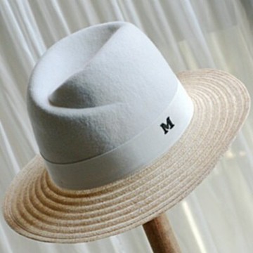 現貨+預購 渡假草帽防曬遮陽帽編織帽大帽簷-英倫時尚拼接羊毛呢女帽子73ti50【獨家進口】【米蘭精品】