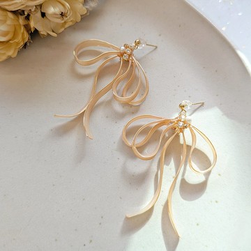 1KM絲絲縷縷•蝴蝶結樹脂耳環-3色