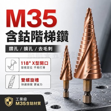 台灣出貨💞M35含鈷 可鑽各種金屬 六角柄螺旋階梯鑽 台階鑽 金屬開孔器 螺旋寶塔鑽頭 4-32 4-20 4-12