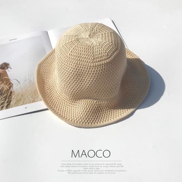 帽子女春款遮陽盆帽chic風韓版百搭漁夫帽小清新無印純色防曬帽