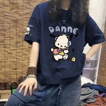 夏天女裝 100%純棉短袖新款韓版寬鬆卡通夏季潮牌T恤上衣百搭ins外穿慵懶風 短袖上衣素T顯瘦上衣女裝