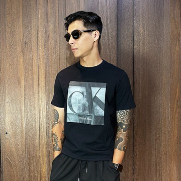 美國百分百【全新真品】Calvin Klein 短袖 棉質 休閒 T恤 CK 上衣 logo 短T 黑色 CP84