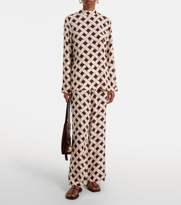 Rixo Libra printed tie-neck blouse