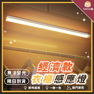【SOGA醬X隔日配】經濟款磁吸感應燈 衣櫃燈  櫥櫃燈 小夜燈 LED夜燈 免打孔 USB充電 走廊衣櫃照明