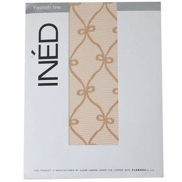 INÉD 日本製品牌時尚交織蝴蝶結造型圖騰花紋褲襪(膚色/M-L)