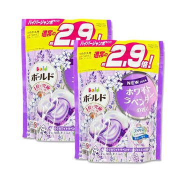 (2袋64顆超值組)日本P&G-Bold強洗淨4合1消臭柔軟香氛洗衣凝膠球32顆/袋-薰衣草茉莉(紫)(防皺好熨燙柔順洗衣球,直立/滾筒式機型皆適用)