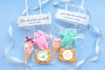 生日分享禮 綿綿兔吊飾(隨機顏色)+迷你甜筒棉花糖+數字餅乾