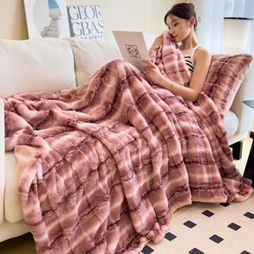 輕奢兔毛絨毯冬季加厚辦公室午睡毯子沙發空調毯蓋毯小被子床上用