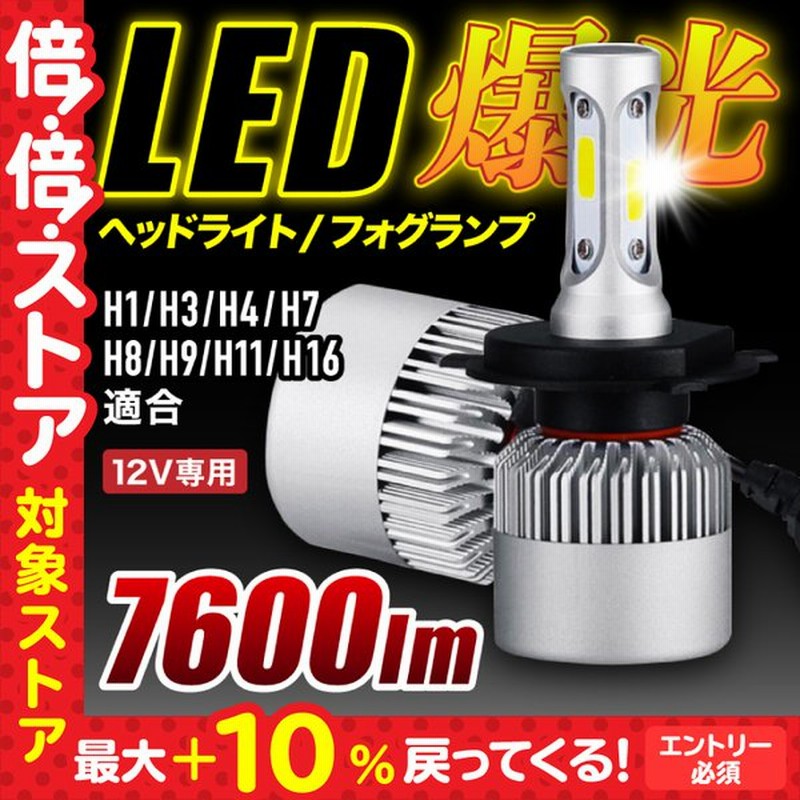 ヘッドライト Led H4 車 Led化 バルブ バイク 明るい 最強ルーメン 爆光 後付け H1 H3 H7 H8 H9 H11 H16 汎用 通販 Lineポイント最大get Lineショッピング