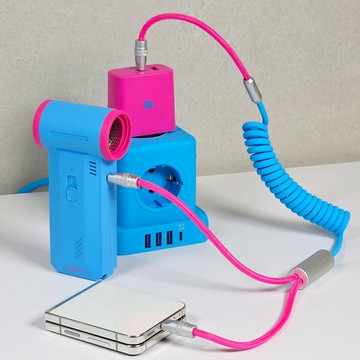 【預購】2in1 韓系撞色超快充傳輸線｜Type-C ( 二入組 ) 天空粉 + 檸檬紫