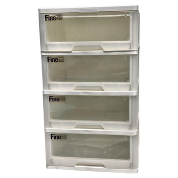 KEYWAY 聯府 特大聚寶四層櫃 附輪  白色 + 透明  1個