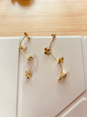 18K包金S形復古花形耳環
