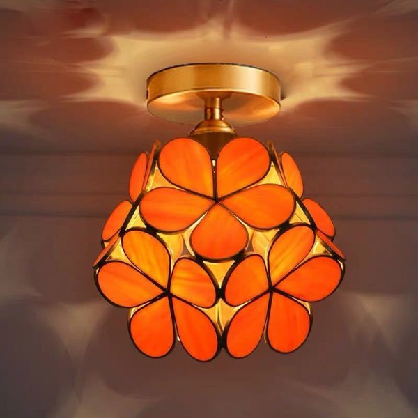 最安値 天井照明ステンドグラス ペンダントライト ステンドグラスランプ ガラス工芸品花柄 現金特価 Pinkdynasty Org