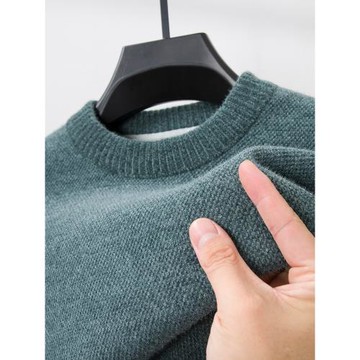 （一體絨）冬季毛衣男雪尼爾圓領加絨加厚保暖衣雪貂絨針織打底衫