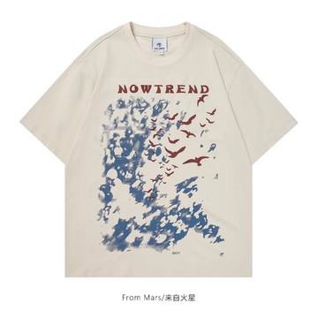 From Mars 天邊飛翔的鳥 美式街頭字母涂鴉印花短袖T恤寬松男女bf