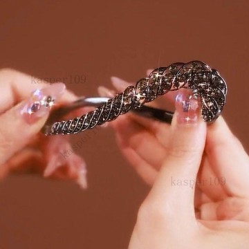 新款♥高級感金屬鋯石髮夾女後腦勺抓夾扣盤發氣質髮卡頭飾一字夾扭扭夾