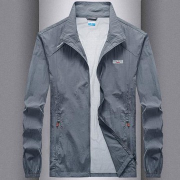 夏季超薄防曬衣男士釣魚速干外套戶外運動透氣防曬服休閑立領上衣