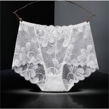 新款內褲女白色蕾絲高腰收腹純棉襠無痕大碼性感透氣女士三角褲