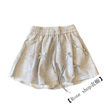 【臺灣出貨】🍉蝴蝶結拼接設計感闊腿短褲女夏季新款小衆韓版高腰寬鬆運動休閒褲 韓版短褲 運動短褲 休閒短褲 女生短褲 短